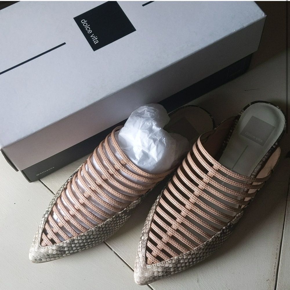 NEW Dolce Vita Kaori Leather Slides Mules 8.5